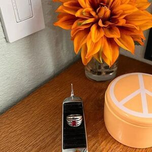 EUC Silver and Red Size 8 Ring